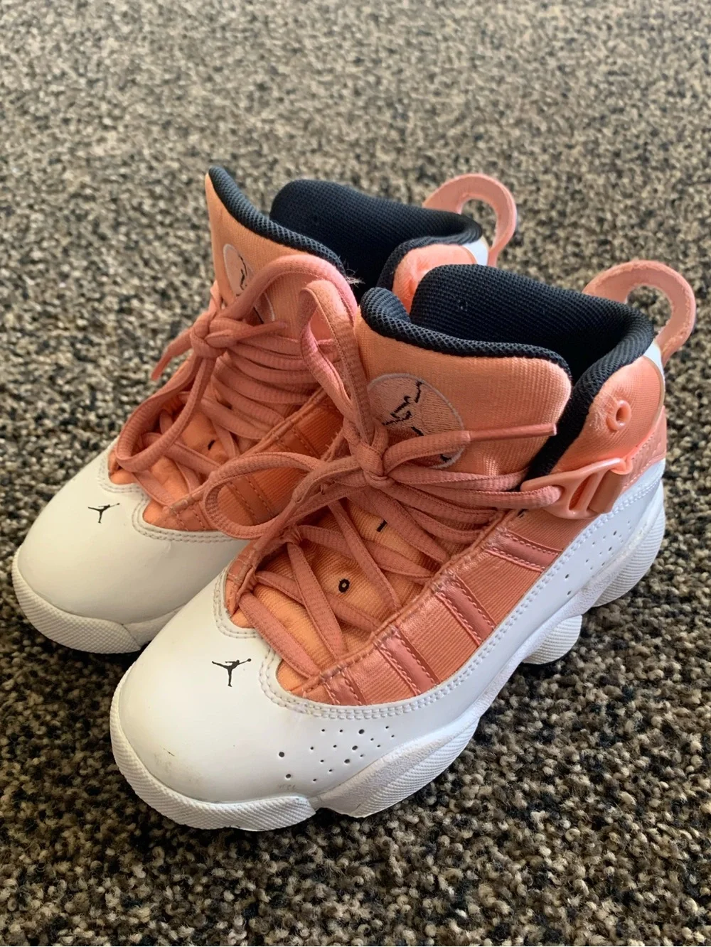 Kids Mid-Top Jordan Sneakers in Pink and White size 12C